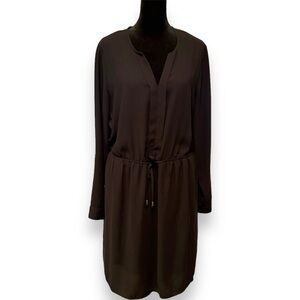 Apt. 9 Lightweight Drawstring Waist with Pockets Long Sleeve Black V-Neck Dress